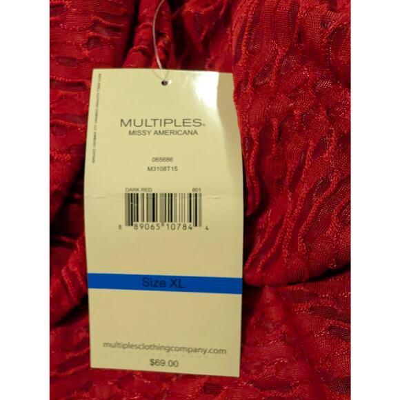 New $69 Multiples Missy Americana PLus Size XL 2 Pc Brick Rusty Red Layered Tops - Picture 6 of 12